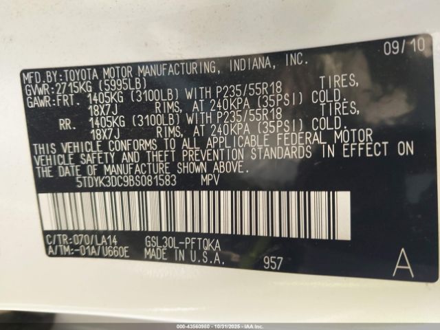 Toyota Sienna Limited V6 Image 5