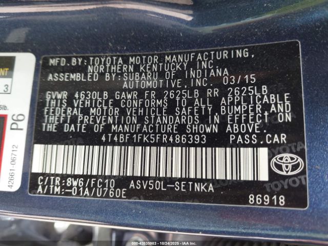 Toyota Camry Le Image 13