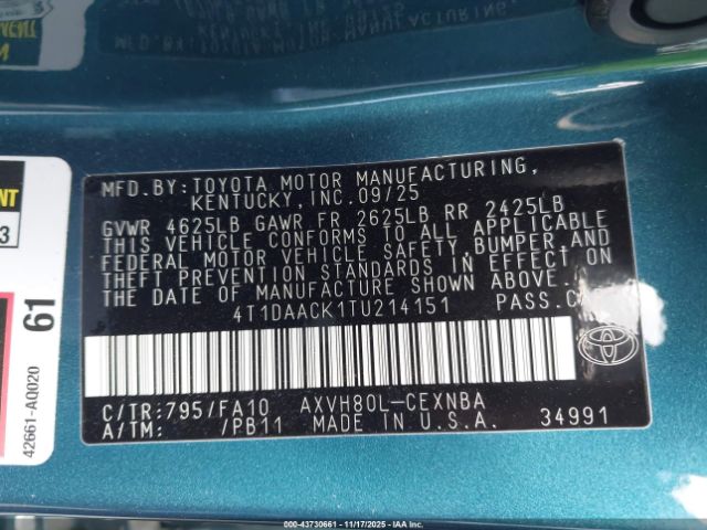 Toyota Camry Le Image 5